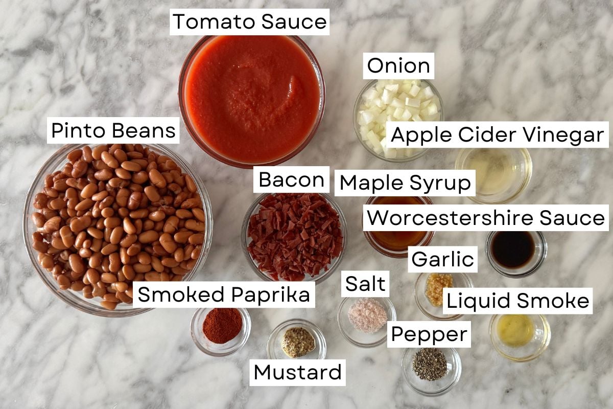 Ingredients for slow cooker baked beans