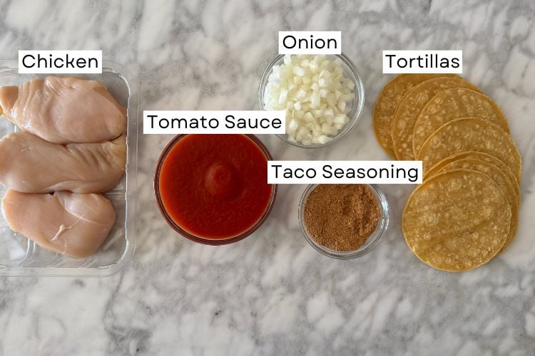 Ingredients for slow cooker chicken tacos