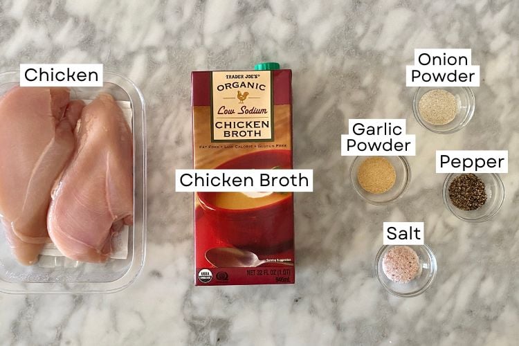 Ingredients for slow cooker shredded chicken
