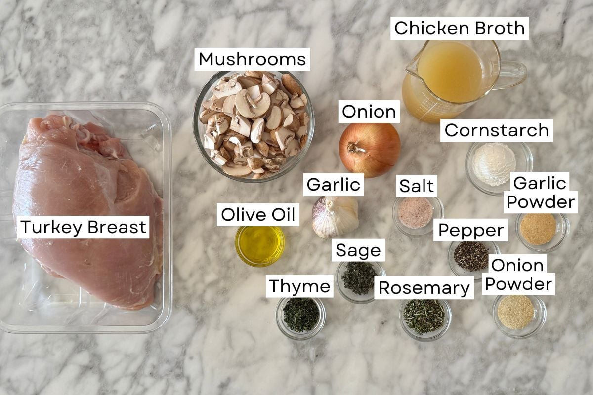 Ingredients for slow cooker turkey breast recipe