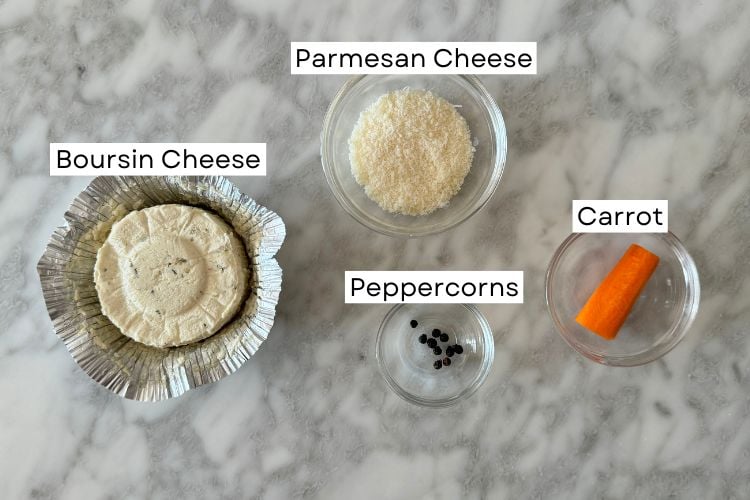Ingredients for snowman cheese ball