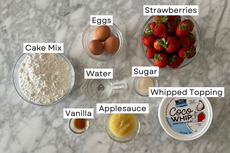 Ingredients for strawberry poke cake