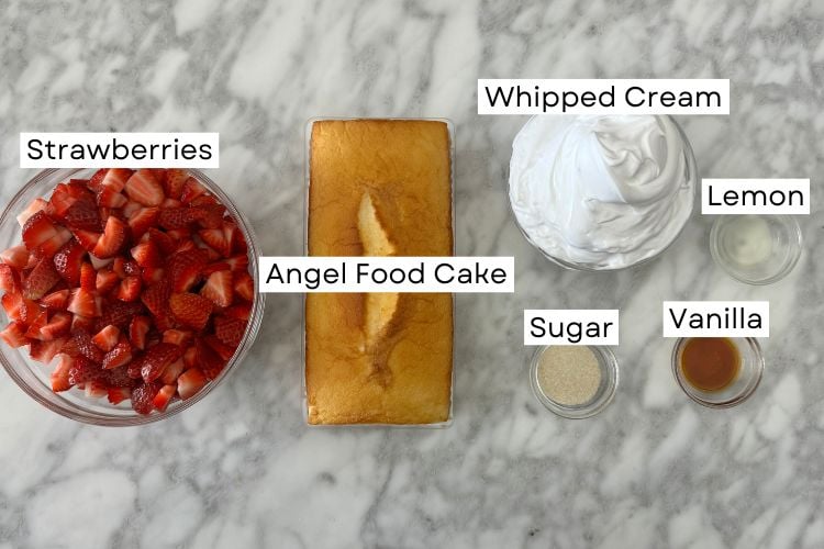 Ingredients for strawberry shortcake