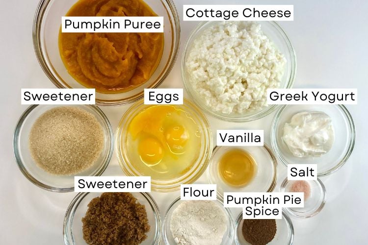 Ingredients for sugar free pumpkin cheesecake
