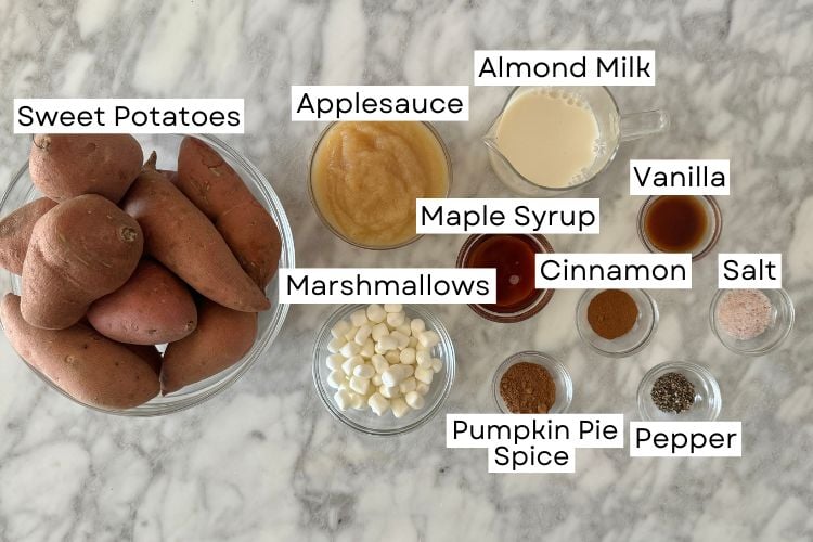 Ingredients for sweet potato apple casserole