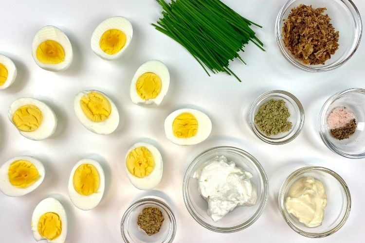 Ingredients for the healthy deviled eggs