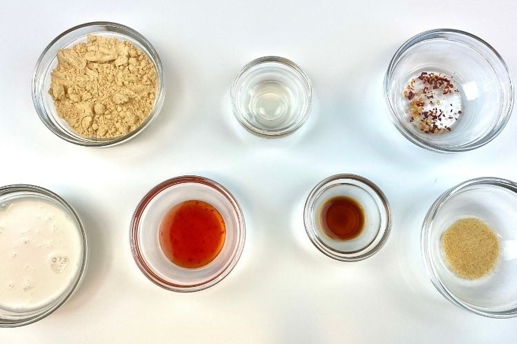 Ingredients for the healthy peanut dipping sauce