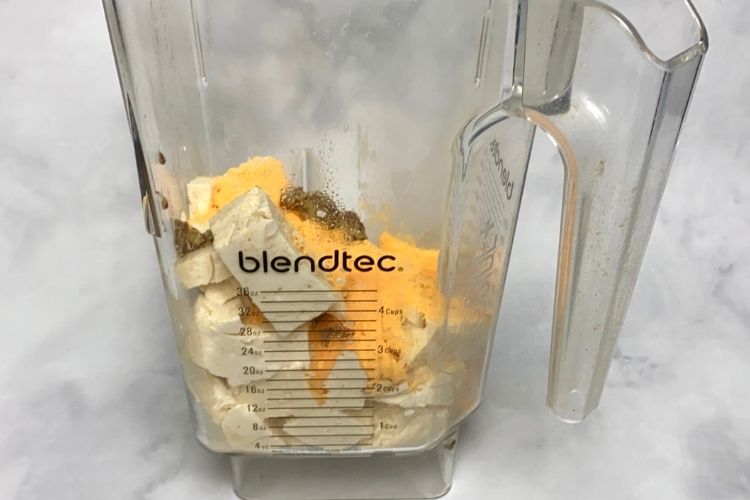 Ingredients for the queso dip in blender