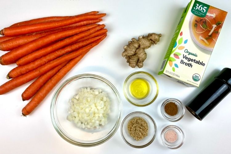 Ingredients for the roasted carrot ginger soup