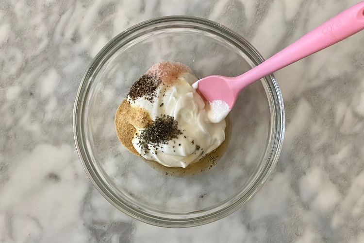 Ingredients for the sauce in bowl