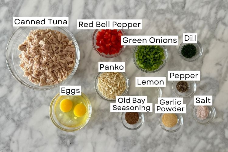 Ingredients for tuna burgers