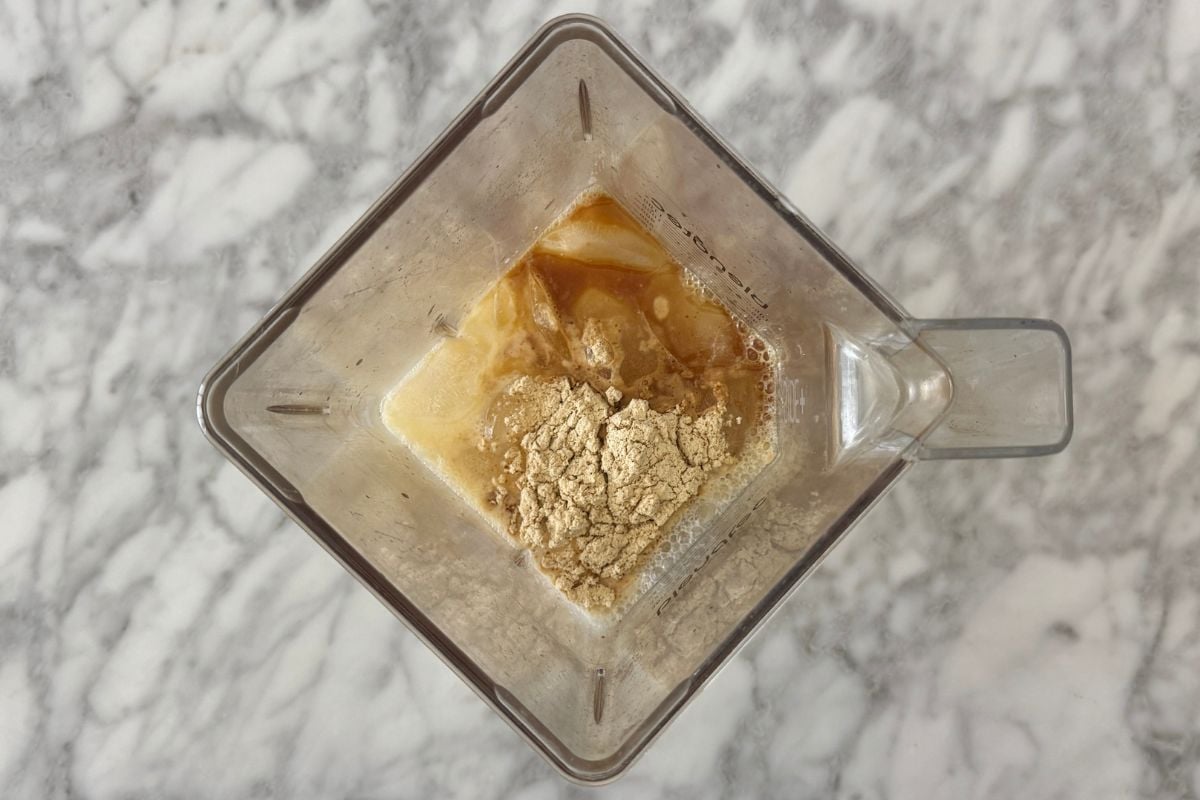 Ingredients in blender for Orange Julius smoothie