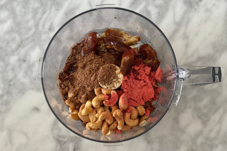 Ingredients in a food processor