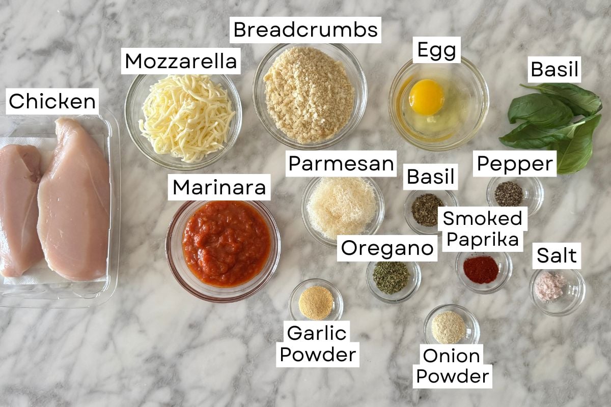 Ingredients needed for baked chicken parmesan