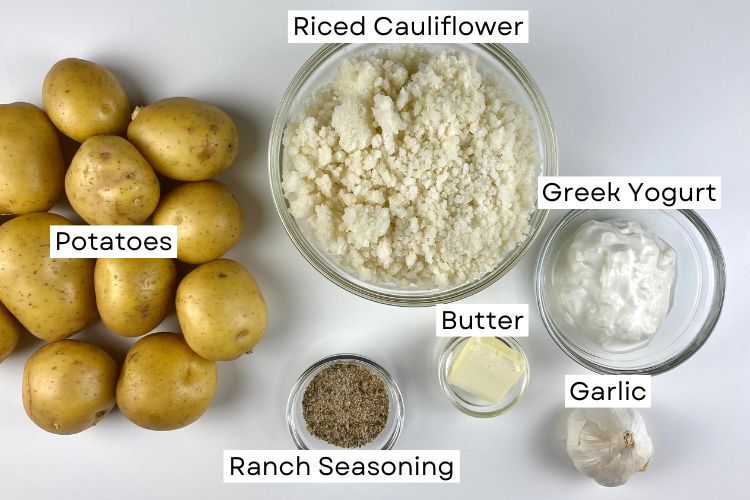Ingredients needed for cauliflower mashed potatoes