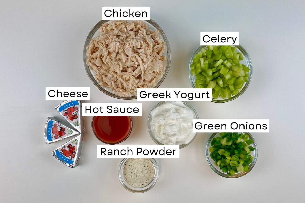 Ingredients needed for healthy buffalo chicken salad
