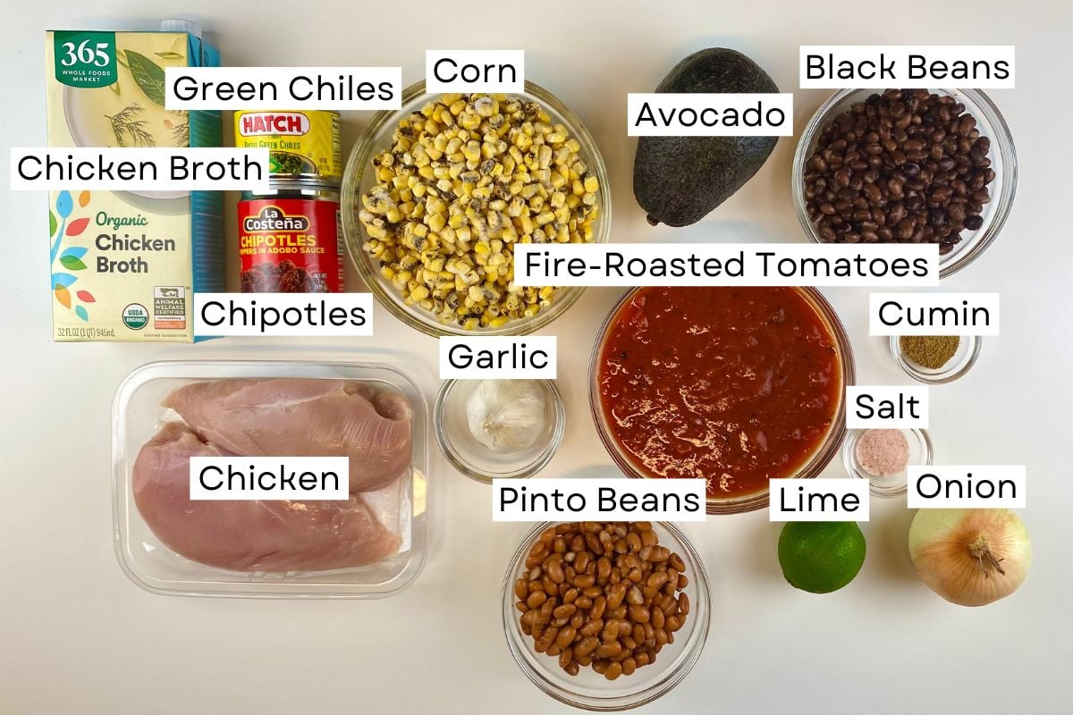 Ingredients needed for healthy slow cooker tortilla soup