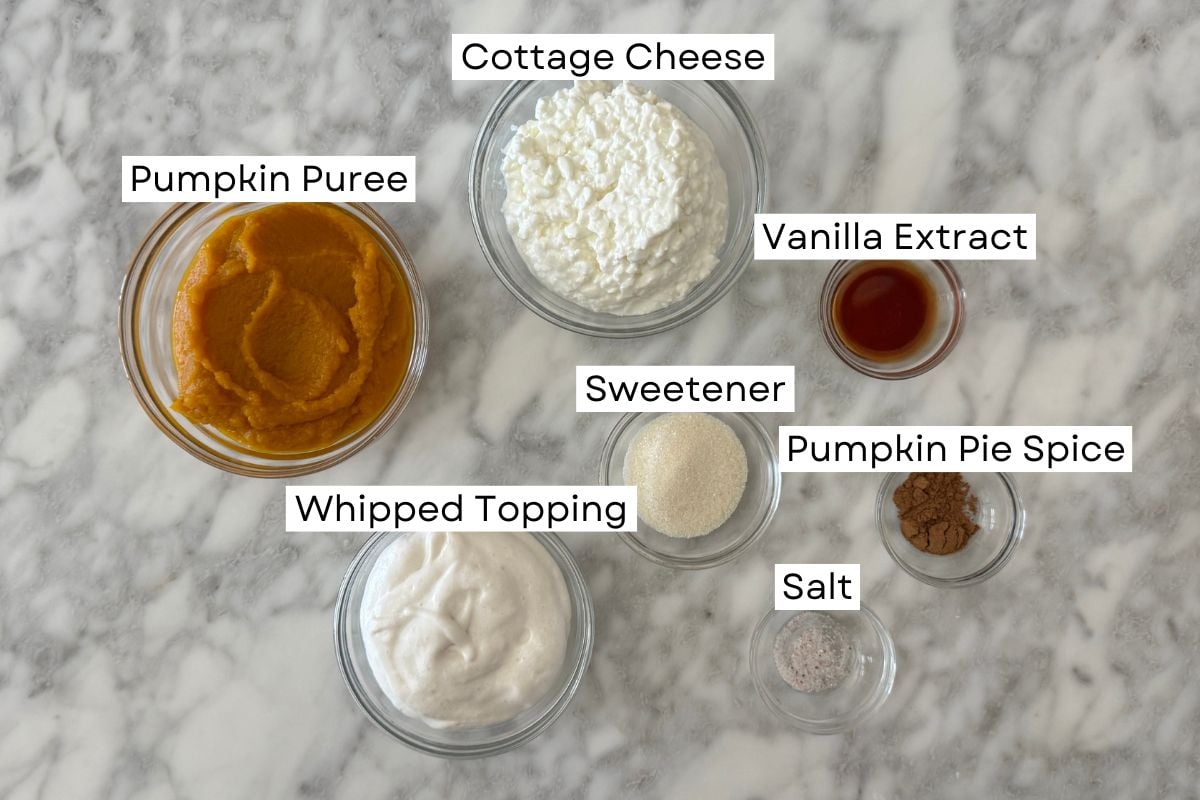Ingredients needed for high protein pumpkin mousse