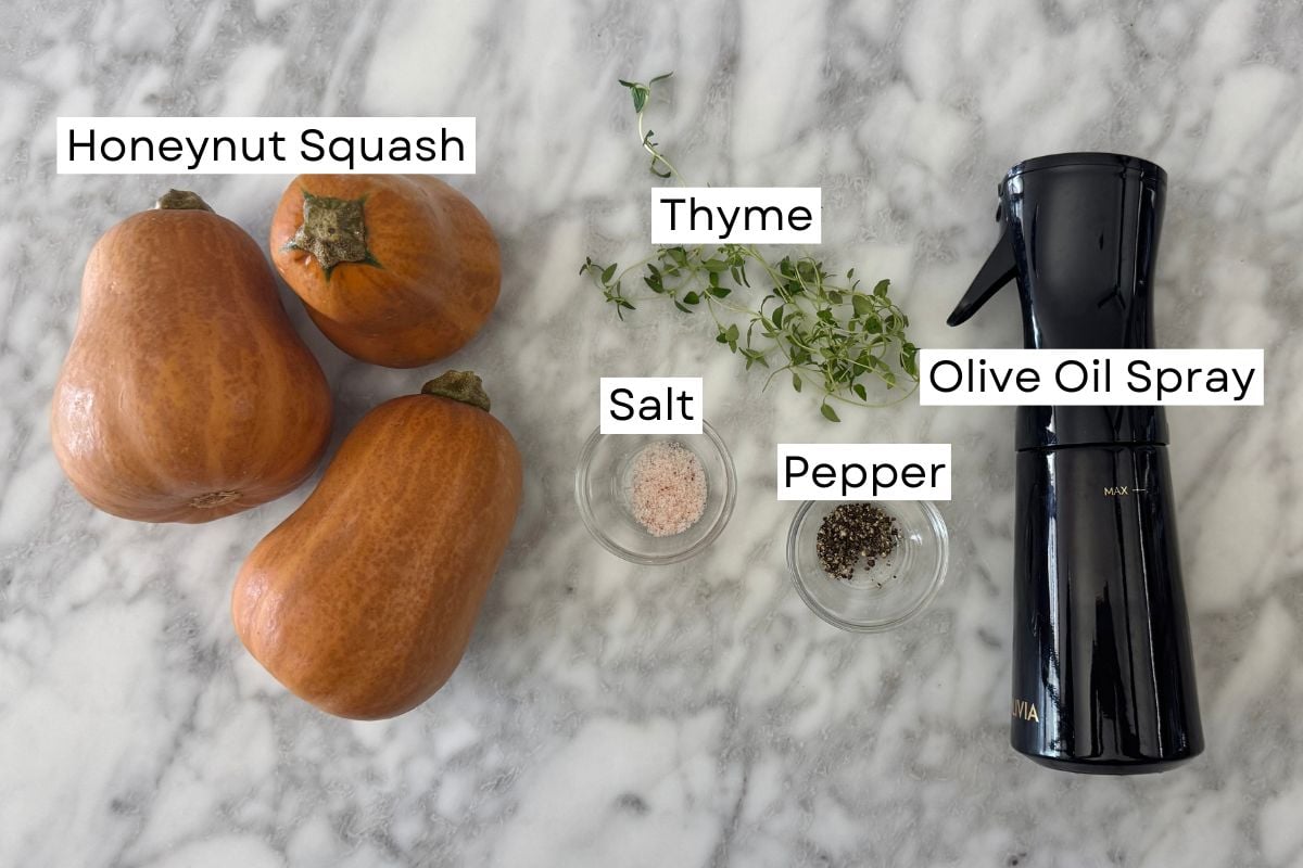 Ingredients needed for roasted honeynut squash