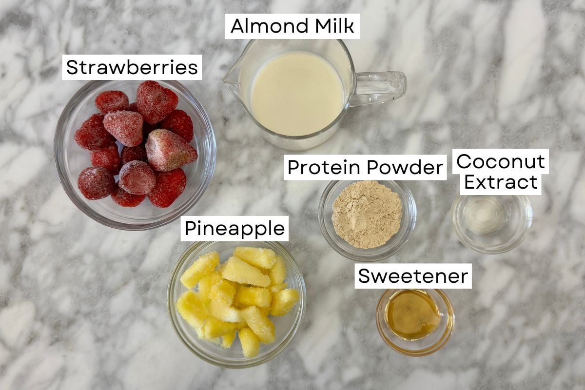 Ingredients needed for strawberry dole whip