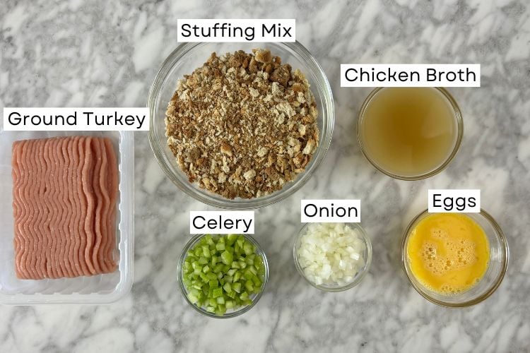 Ingredients needed for turkey stuffing meatballs