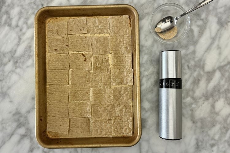 Lavash bread crackers on sheet pan