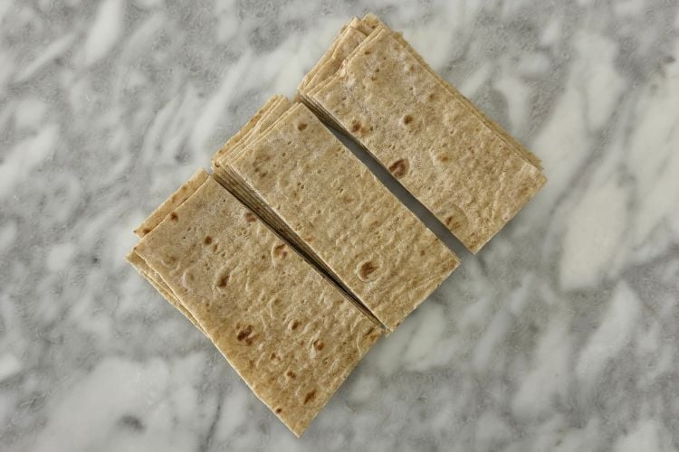 Lavash bread cut into thirds