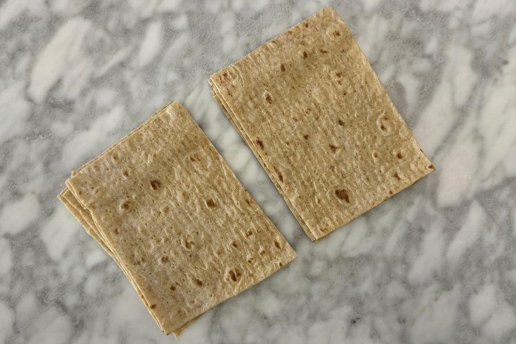 Lavash flatbreads cut in half