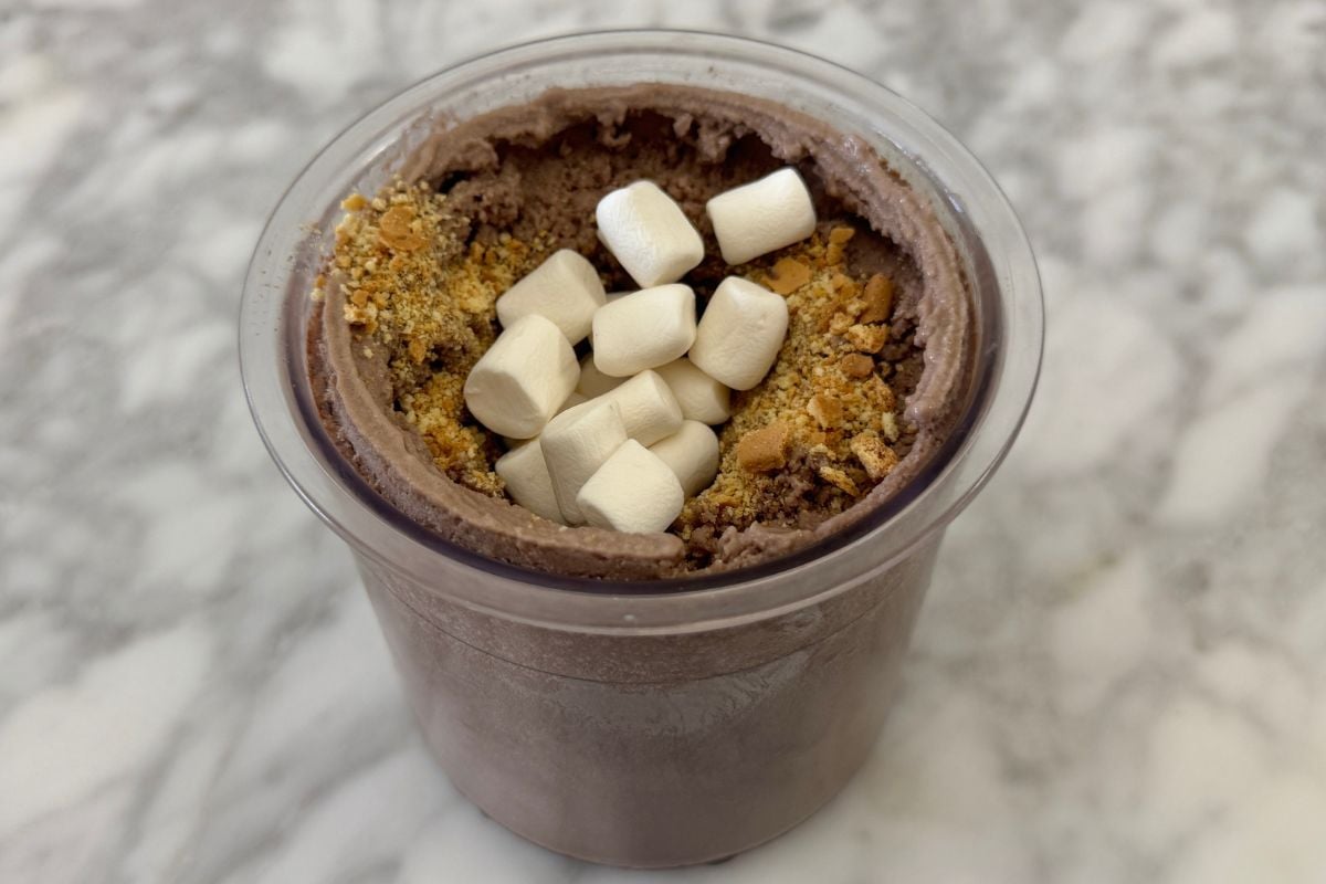 Marshmallows chocolate and graham crackers in Ninja Creami protein ice cream