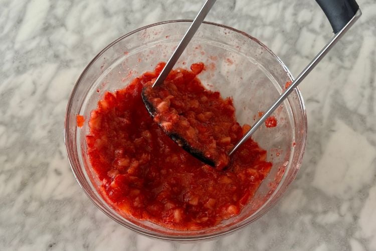 Mashed fresh strawberries