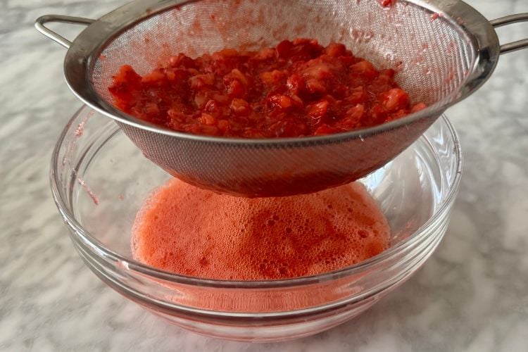 Mashed strawberries with juices