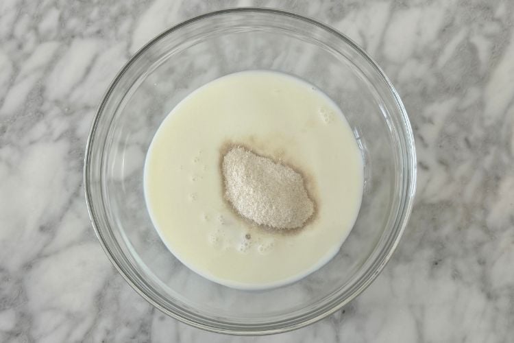 Milk and pudding mix in bowl