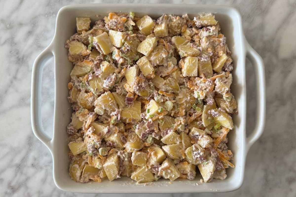 Mississippi Mud Potatoes in a baking dish