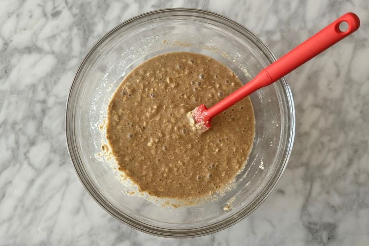 Mixed apple oatmeal muffin batter