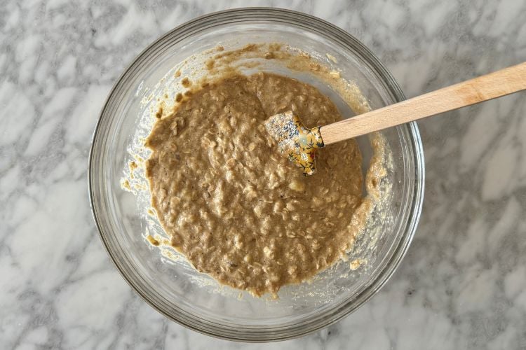 Mixed batter for banana oat muffins
