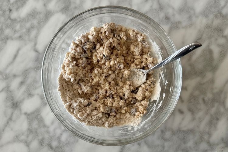 Mixed cinnamon raisin bagel dough