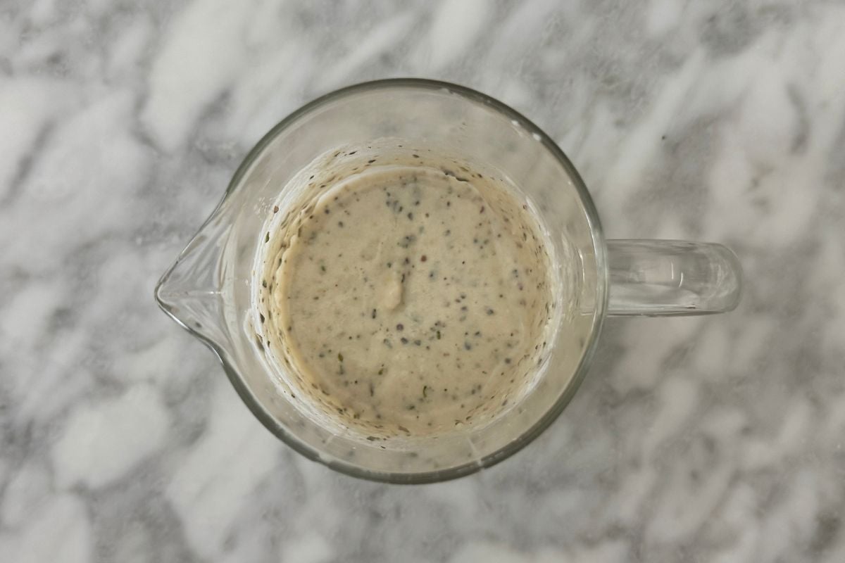 Mixed creamy Italian dressing made with Greek yogurt