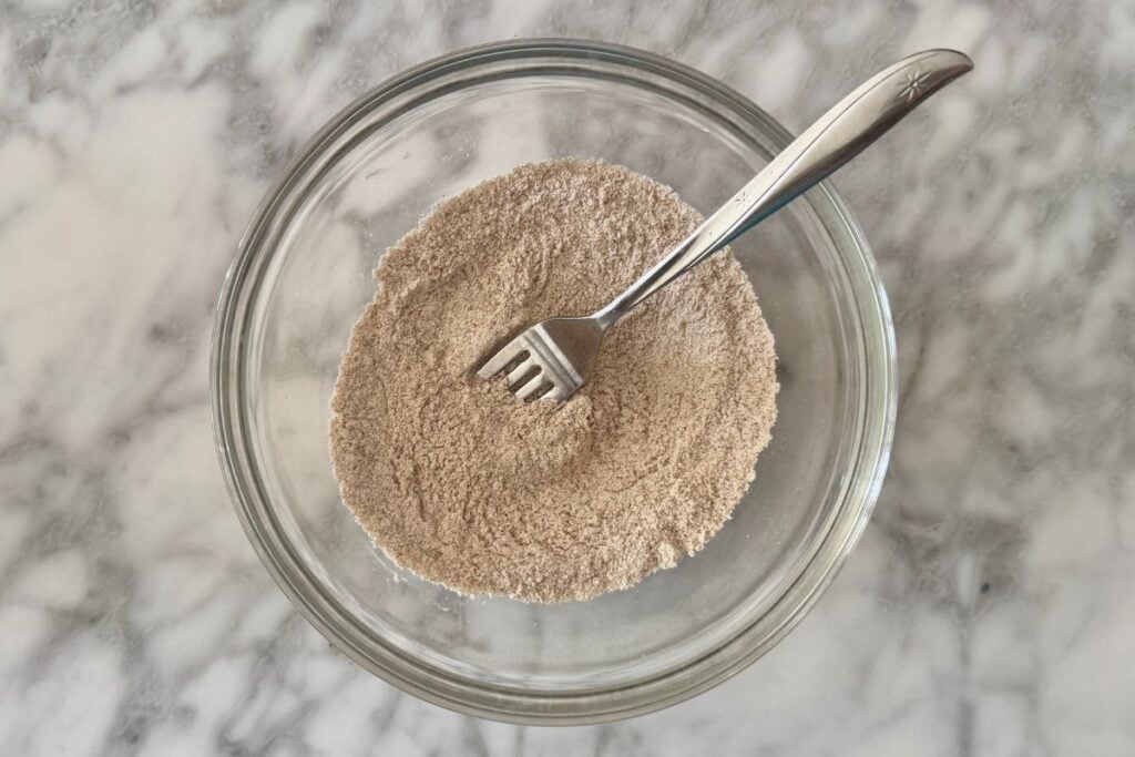 Mixed dry ingredients for carrot cake mug cake