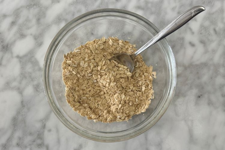 Mixed oats and powdered peanut butter