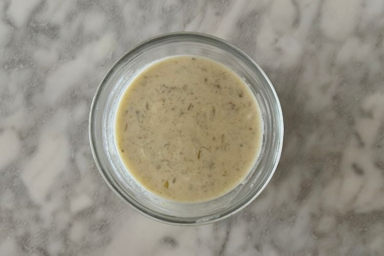 Mixed salsa and yogurt in bowl