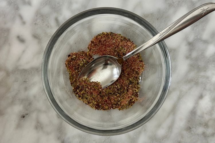 Mixed seasonings for pork chops in bowl