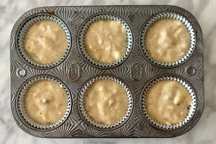 Muffin Pan With Banana Muffins