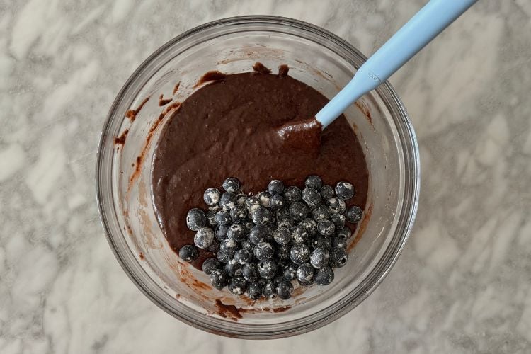 Muffin batter with blueberries