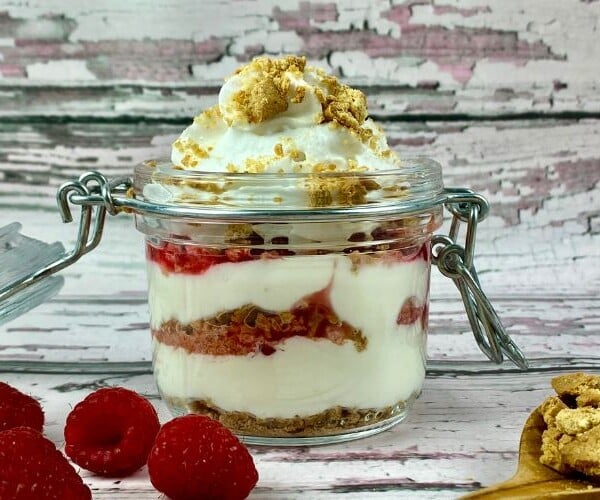 No Bake Raspberry Cheesecake Jars