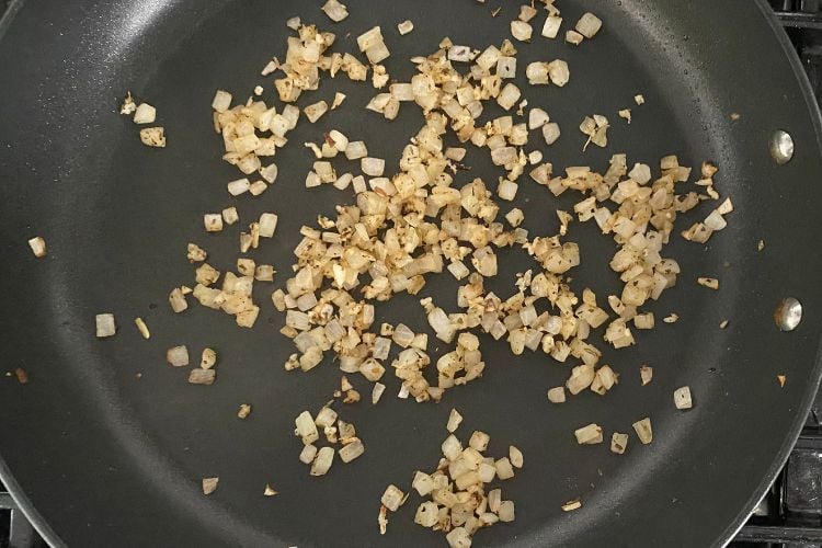 Onion and garlic in pan