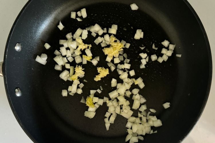 Onions and garlic in pan
