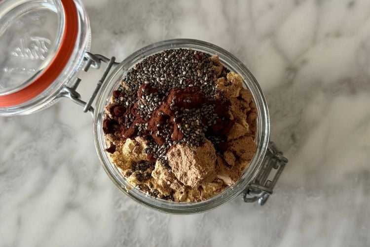 Overnight oats mixture in jar