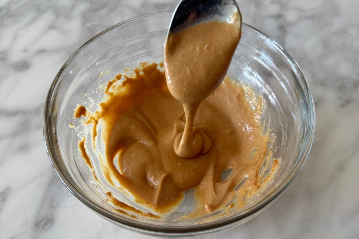 PB2 mixed with milk in a bowl