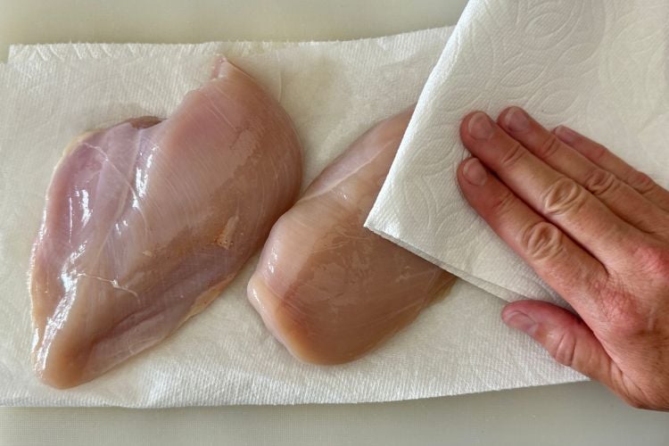 Pat dry chicken with paper towels