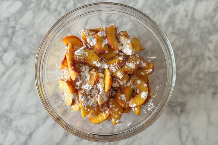 Peach filling in bowl